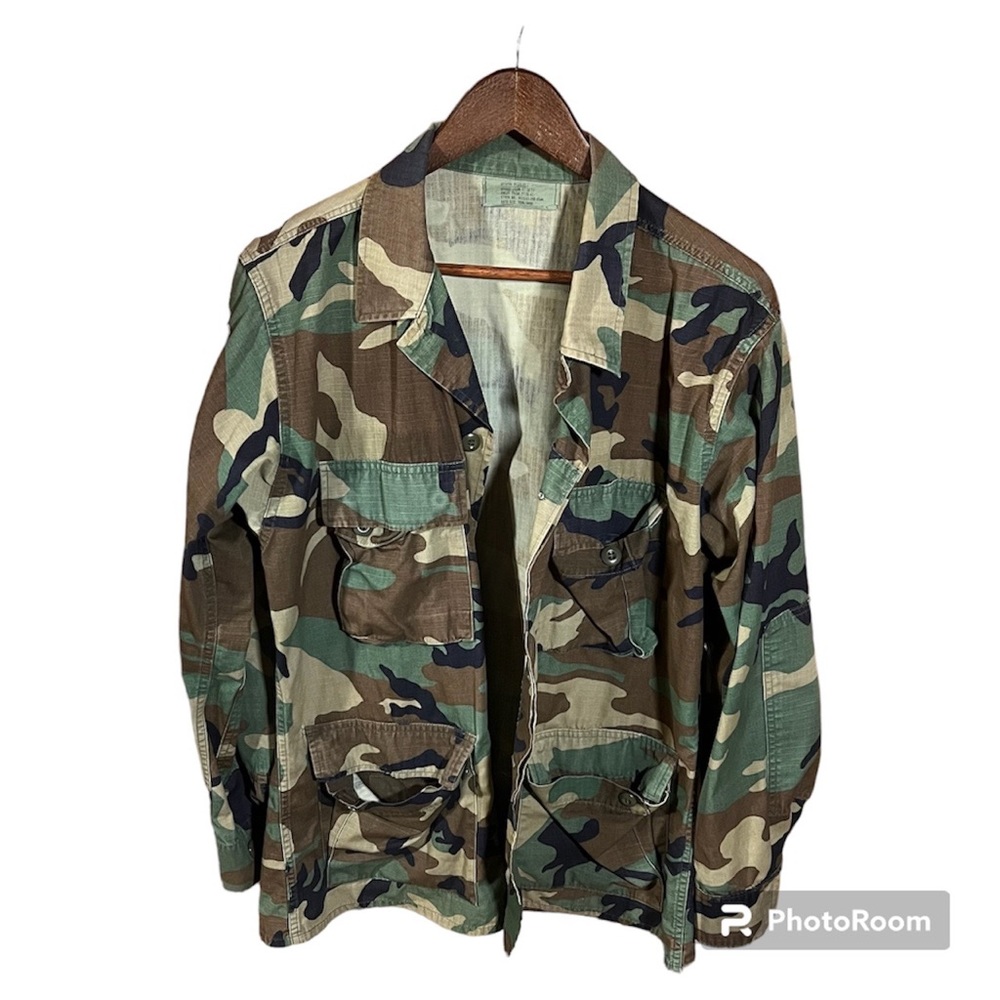 Army Fatigue Camo Button Down Jacket